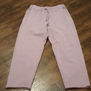 Mad Happy Lavender Purple Pastel High Waisted Thick Raw Hem Sweat Pants A38